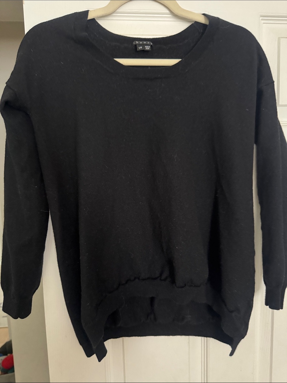 Theory Black Lightweight Crewneck Sweater